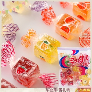 日本寒天金城什锦水果软糖果汁滨永进口儿童零食果冻方块喜糖独立