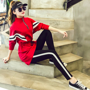初秋新款2020网红休闲运动套装女潮流时尚中长两件套韩版洋气