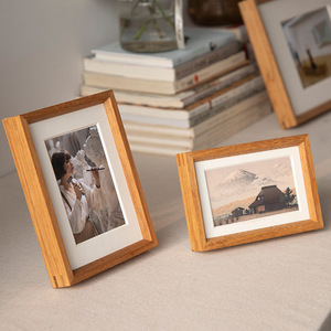 相框摆简台约制美式实木质榫卯摆件照片墙客厅柚木装画裱框定挂墙