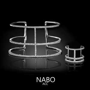 NABO正品时尚韩版排钻 闪钻王字工字手镯手环套装 女款多层 首饰