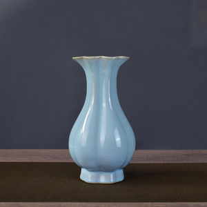 张玉凤大师底款作品汝州汝瓷花瓶干花插画房间客厅汝窑装饰品摆件