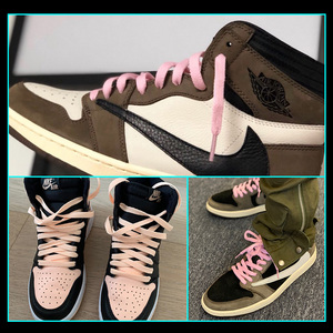 适配 air jordan 1 high og倒钩深棕倒钩粉鞋带aj1小摩卡粉色鞋绳