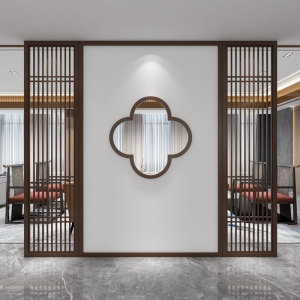 新中式屏风隔断客厅入户实木镂空玄关墙遮挡装饰现代简约原木花格