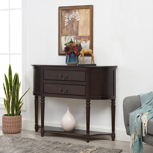 美式半圆玄关柜实木靠墙装饰柜客厅进门玄关桌收纳柜储物柜餐边柜