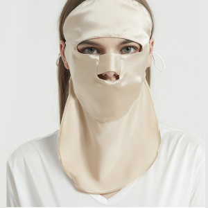 upf50 素绉真丝防晒面罩全脸防紫外线辐射蓝光过敏桑蚕丝睡眠脸罩
