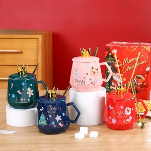 创意马克杯带盖勺手提绳礼盒套装圣诞节礼品陶瓷杯子商务活动伴手