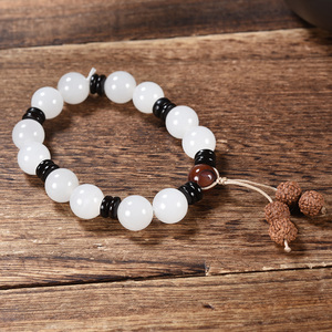 孤品千尺山新疆和田玉羊脂玉直径12mm圆珠手串男女款手链 36克