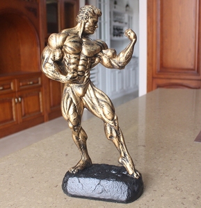 创意健美刻字奖杯肌肉男小金人物雕塑健身房装饰品摆件工艺品礼品