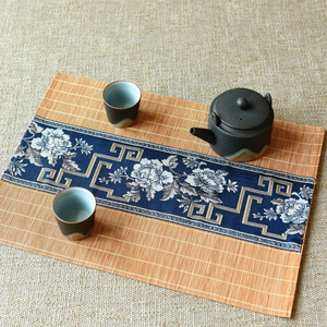新中式竹餐垫茶艺桌垫碗垫隔热防烫竹木杯垫茶道茶席桌旗桌布复古