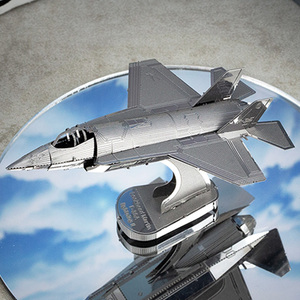 爱拼 全金属不锈钢diy拼装模型3d迷你立体拼图 f35战斗机 冲冠