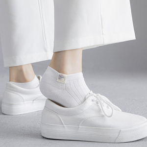 日系袜子女夏薄款可爱布标熊运动吸汗不掉跟白色百搭小白鞋短筒袜