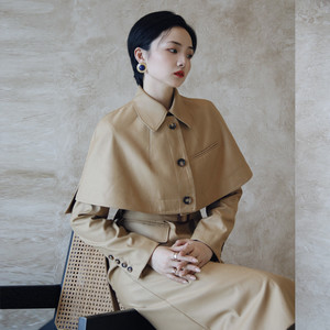 ladyerheng雷迪尔恒ins司藤斗篷风衣外套中长款通勤宽松