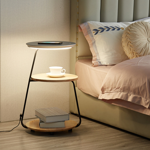 多功能落地灯卧室无线充电置物沙发边茶几一体床头柜落地氛围台灯