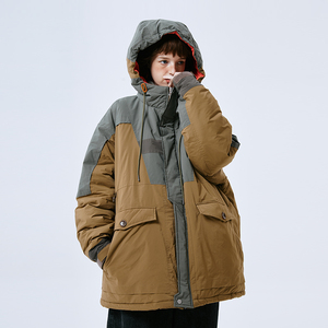 a square root 日系复古休闲复合面料拼接棉衣服宽松保暖男女外套