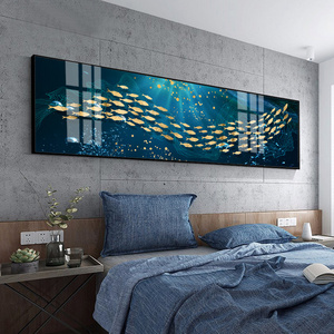 货源屋架陶淘宝北欧简约轻奢飞鱼群抽象三联画客厅背景墙餐厅休息