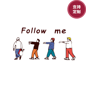人物卡通烫画衣服印花贴热转印follow me胶印童装烫画服装印花贴