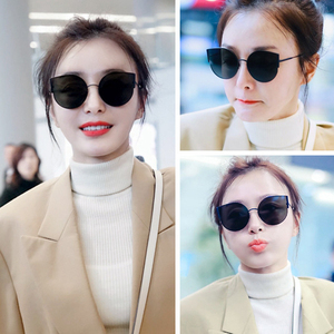 秦岚同款2019新款gm墨镜女韩版潮复古猫眼太阳镜防紫外线网红明星