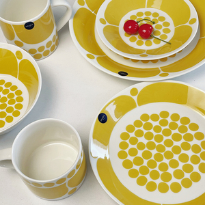 芬兰Arabia sunnuntai黄色星期天碗碟马克杯盘子碗杯子碟碗盘餐具