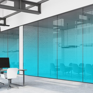 炫彩渐变膜定制办公室玻璃贴膜彩色艺术uv半透明蓝色静电磨砂贴纸