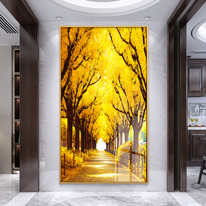黄金大道装饰画黄金满地挂画客厅入户玄关走廊摇钱树轻奢大气壁画
