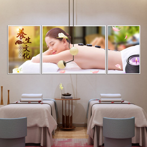 美女创意皮肤管理美容院装饰画养生馆海报背景墙面挂画壁画三联画