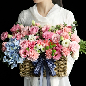 生日韩式手提花篮鲜花同城速递巴中市平昌县通江县南江县花店配送