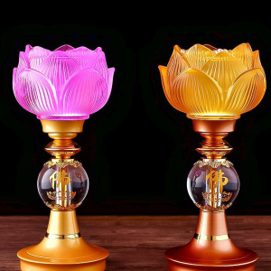 锦绣佛珠莲花灯 供佛灯佛前供灯 家用led插电供灯 佛堂长明灯摆件