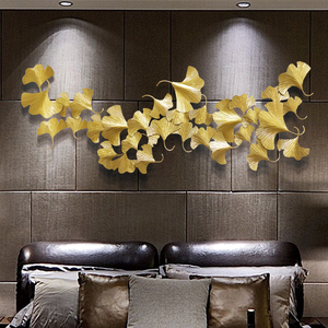 新中式铁艺银杏叶酒店客厅背景墙面挂饰墙饰墙上墙壁挂件装饰壁饰
