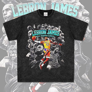 LeBron james勒布朗詹姆斯短袖T恤美式篮球上衣复古水洗重磅潮