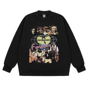 重磅小领口wutang clan武当派圆领卫衣 欧美嘻哈说唱印花上衣长袖