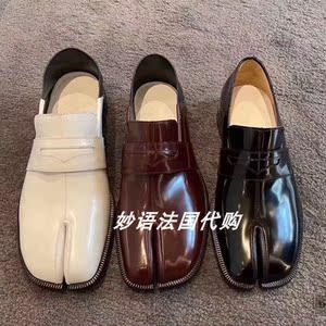 代购maisonmargiela女鞋马吉拉漆皮踩跟猪蹄乐福鞋mm6分趾鞋tabi