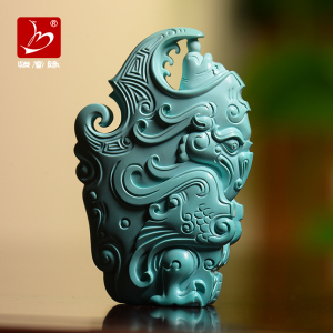 恒宝缘绿松石项链 绿松石雕刻吊坠大师精雕一心向佛项链配饰
