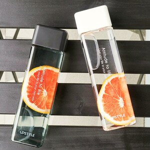 方形塑料水杯子少女心学生便携韩国清新网红ins水瓶创意个性潮流