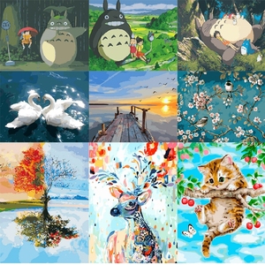 diy数字油画客厅定制风景人物动漫动物龙猫建筑动漫舞蹈北欧美女