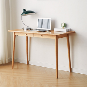 全实木学生书桌家用简约小桌子学习写字台原木色白橡木工厂可定制