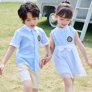 幼儿园园服夏装新款小学生校服儿童班服英伦风裙子表演服毕业照服