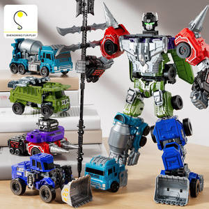 儿童变形机器人玩具金刚大力神七合体工程车套装汽车人模型男孩