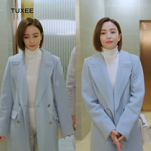 tuxee爱的厘米佟丽娅关雨晴同款中长款宽松过膝羊毛呢子大衣外套