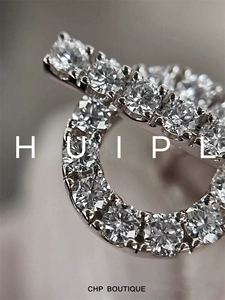 HUIPL原创设计H系列 v金不褪色 精致时髦高级浪漫满钻小Q耳钉耳环