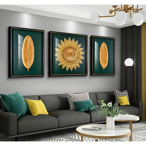 轻奢客厅三联挂画慧远实物装饰画沙发背景墙壁画手工工艺立体画