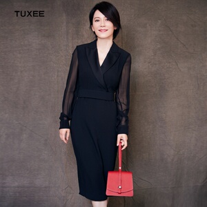 正品tuxee俞飞鸿明星同款衣服女装时尚气质女西装领显瘦包臀开叉