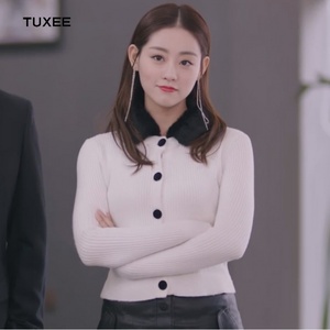 正品tuxee一千零一夜祝绪丹周心妍明星同款衣毛衣开衫白色针织衫