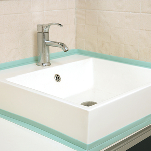 家庭防水台胶条台盆厨房防水条挡板加厚水台淋浴半圆形浴池洗手间