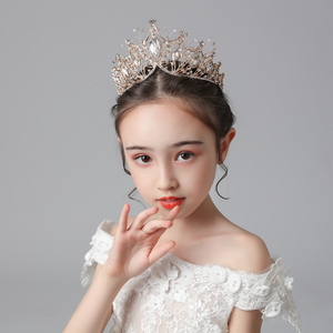 儿童皇冠头饰公主发夹女童生日可爱公主发箍苏菲亚带纱小女孩王冠