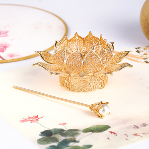 汉服配饰道教袒领敦煌莲花发冠古风发饰流苏珍珠古代头饰原创设计