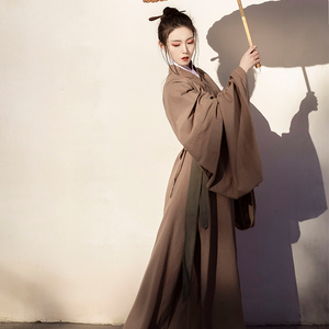 斜塘衣庄【澈】原创汉服女魏晋风直裾交领长袍男女款春秋非古装