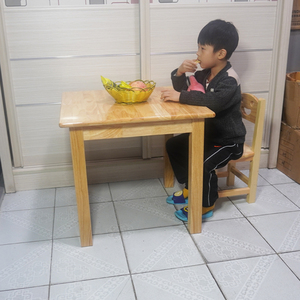 小木桌家用儿童小方桌实木正方形矮桌子幼儿园长方形学习桌椅饭桌