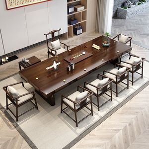 大板茶桌椅组合新中式实木泡茶桌客厅整套原木茶台办公室功夫茶几