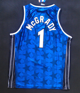 篮球服背心球衣 魔术队麦迪1号蓝色 白色暗星 丝光布刺绣球裤套装