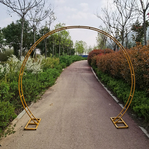 新款森系户外婚庆道具婚礼铁艺拱门圆形舞台背景半圆双杆圆弧花架